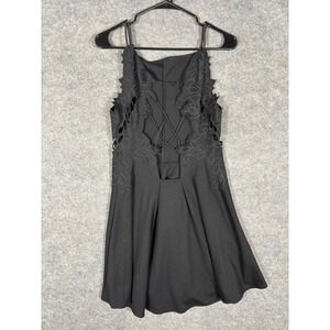 Free People Black Mini Dress Sleeveless Party Cocktail Leaf Cutout Backless